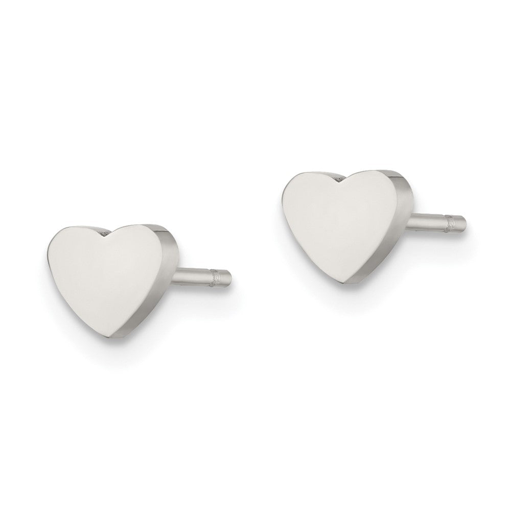 Stainless Steel Polished Heart Post Earrings