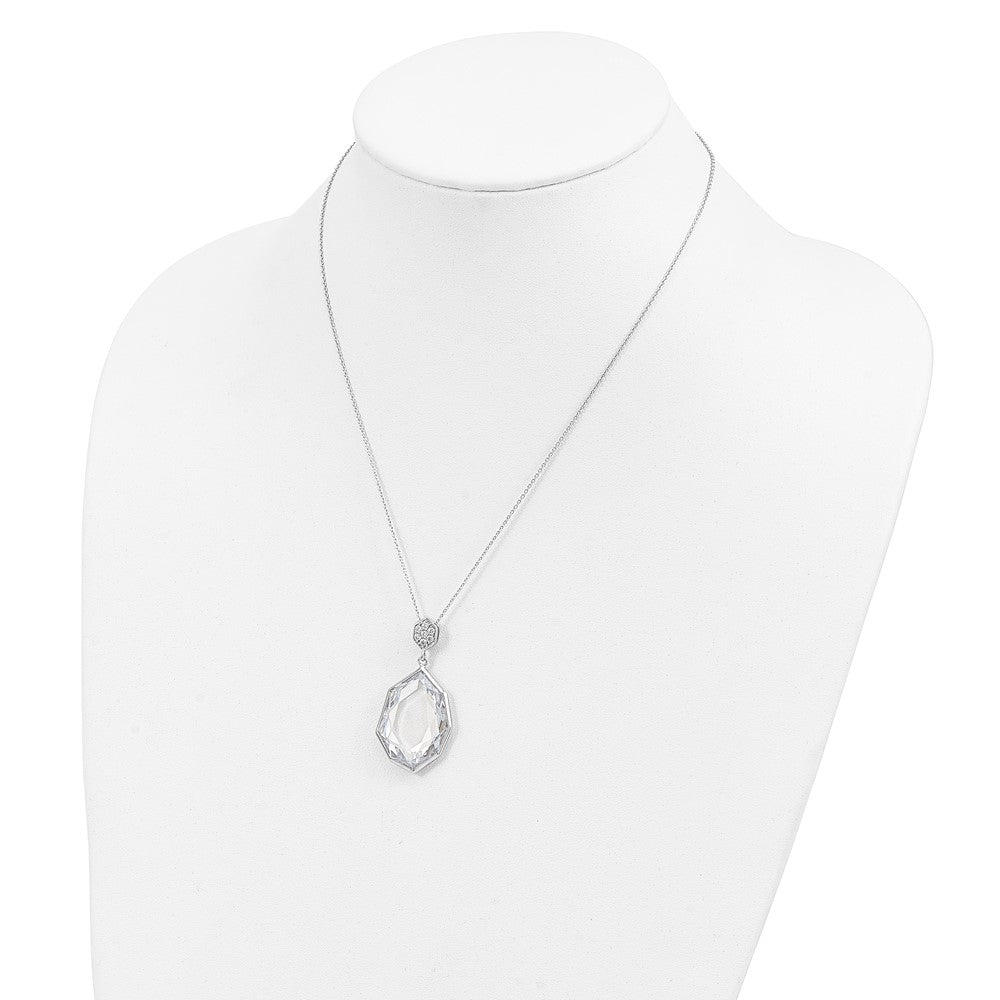 Sterling Silver Rhodium-plated CZ Pendant 18 inch Necklace