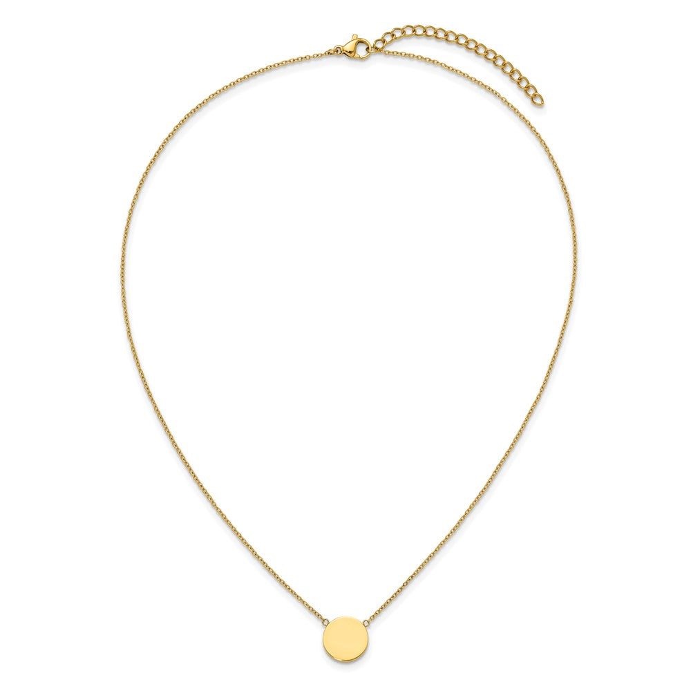Chisel Stainless Steel Polished Yellow IP-plated 1.2mm Disc on a 16 inch Plus a 2 inch Extension Cable Chain Necklace