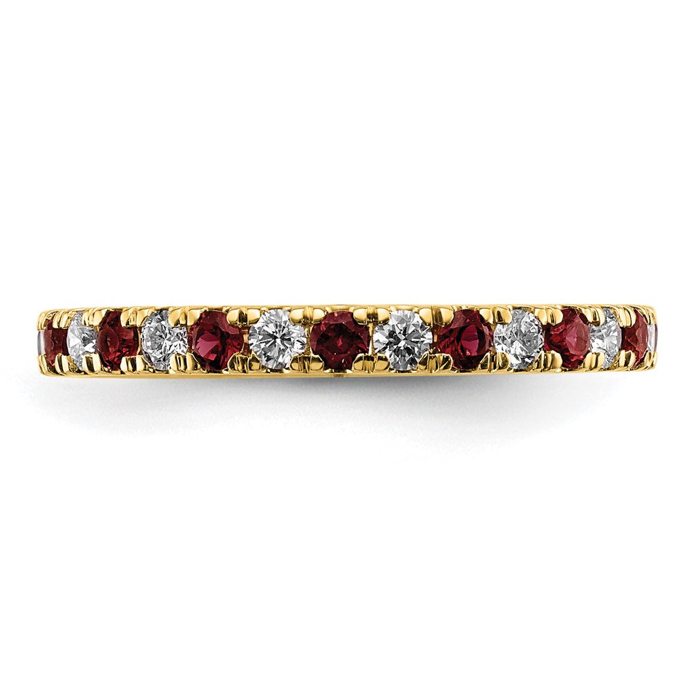 14k 3/8 carat Lab Grown Diamond VS/SI+ G+ and Lab Created Ruby Size 5 Eternity Band
