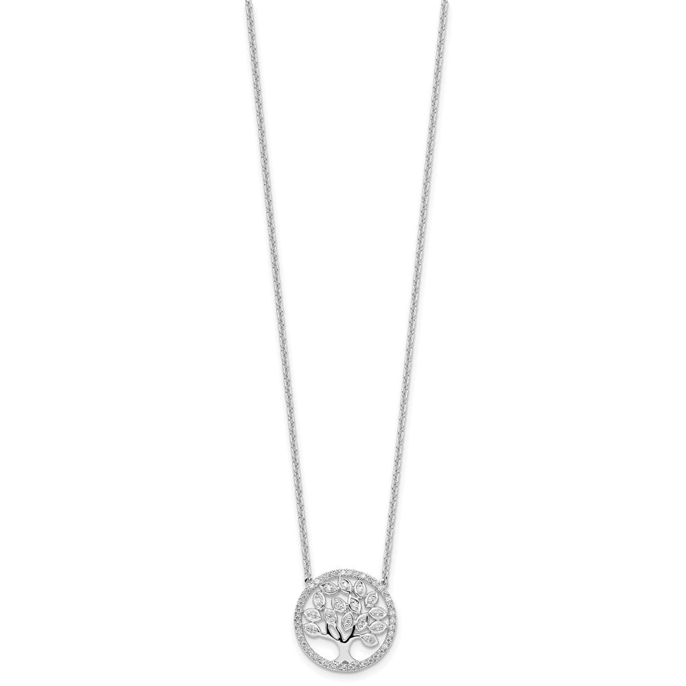 14k White Gold 1/3 carat Lab Grown Diamond VS/SI+ G+ 18 inch Tree of Life Necklace