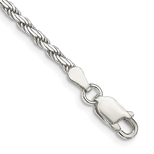 Sterling Silver 2.5mm Flat Rope Chain 8 inches