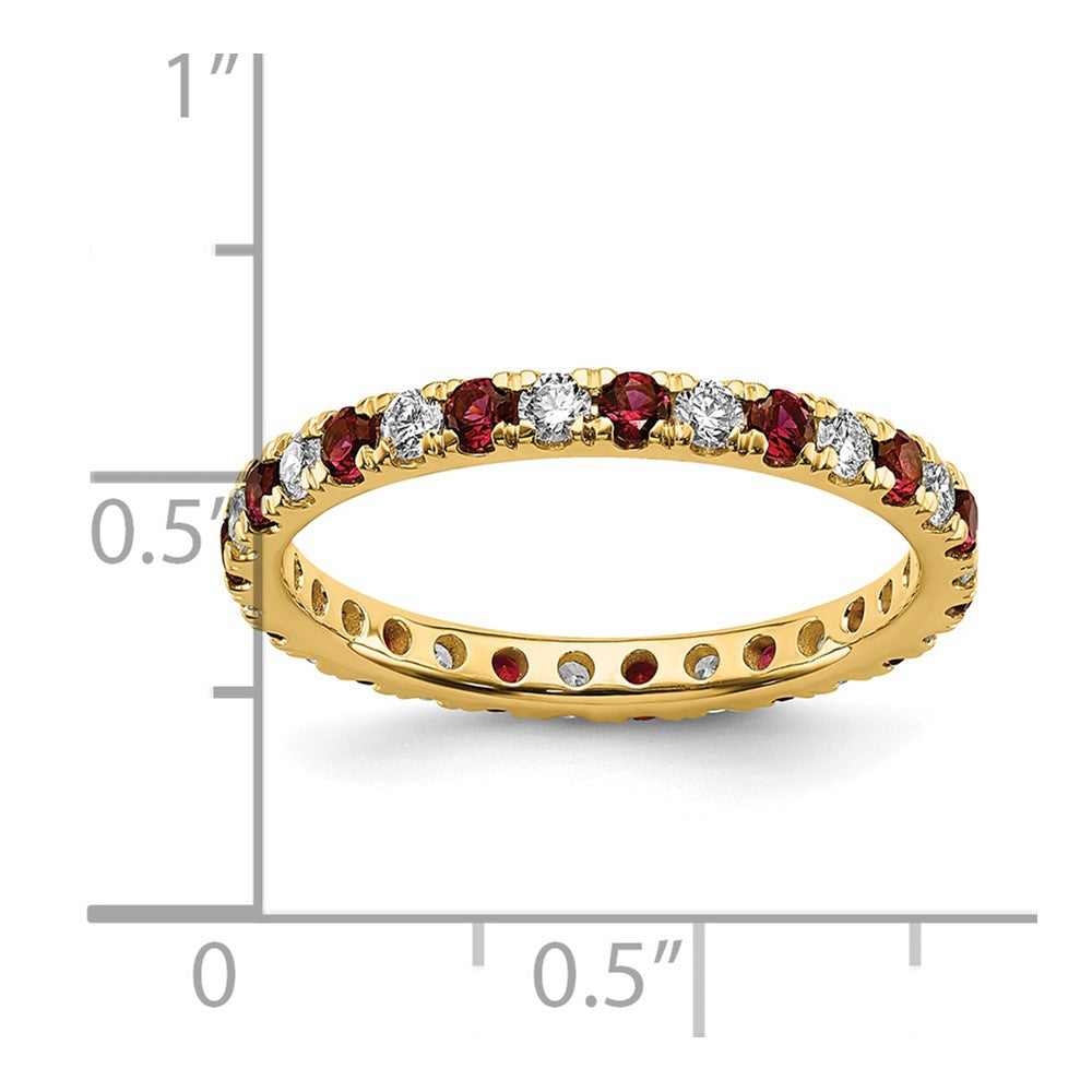 14k 1/2 carat Lab Grown Diamond VS/SI+ G+ and Lab Created Ruby Size 6.5 Eternity Band