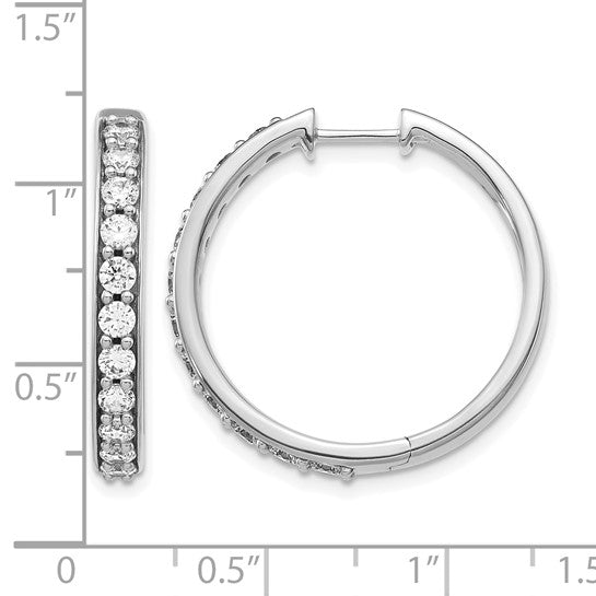 Primal Gold 14 Karat White Gold Lab Grown Diamond SI1/SI2, G H I, Hinged Hoop Earrings