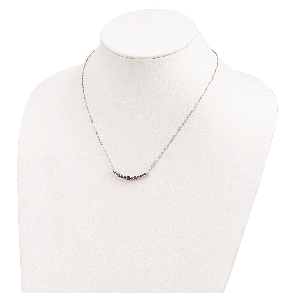 Sterling Silver Rhodium-plated Amethyst Pendant w/Necklace 18 Inches