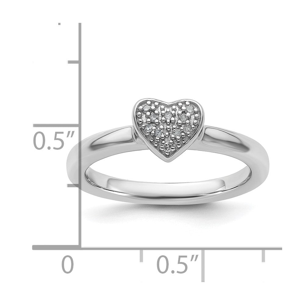 Sterling Silver Stackable Expressions Heart Diamond Ring Size -8