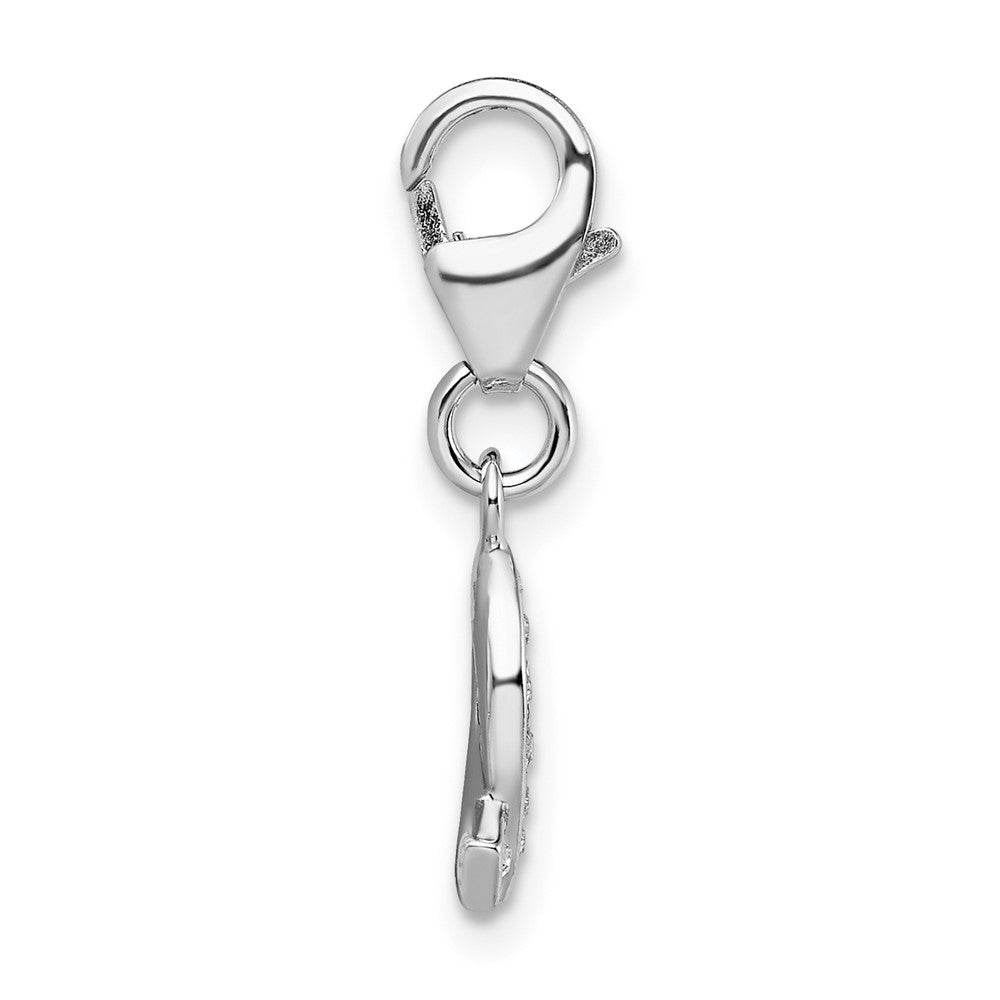 Amore La Vita Sterling Silver Rhodium-plated Polished Crystal Awareness Ribbon Charm with Fancy Lobster Clasp