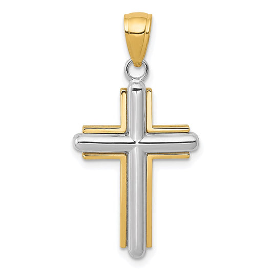 14k Two-tone Cross Pendant