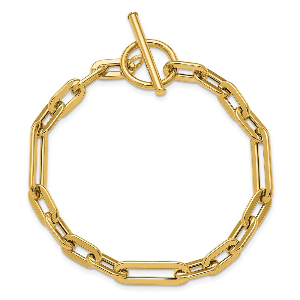 14K Polished Fancy Link Toggle Clasp Bracelet 7.75  inches