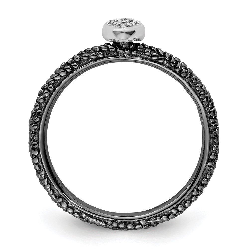 Sterling Silver Diamond Stackable Expressions Ruthenium Plated Heart Ring Size -10