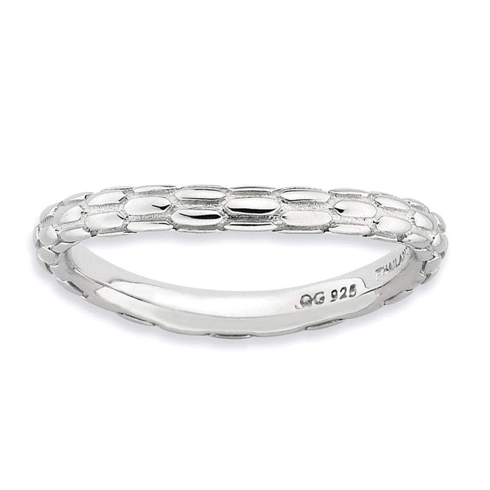 Sterling Silver Stackable Expressions Polished Rhodium-plate Wave Ring