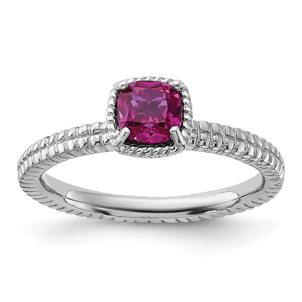 Sterling Silver Stackable Expressions Created Ruby Ring