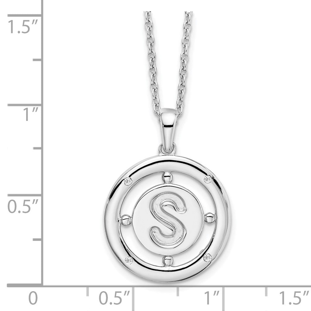 White Ice Sterling Silver Rhodium-plated 18 Inch Diamond Letter S Initial Necklace with 2 Inch Extender 18 Inches
