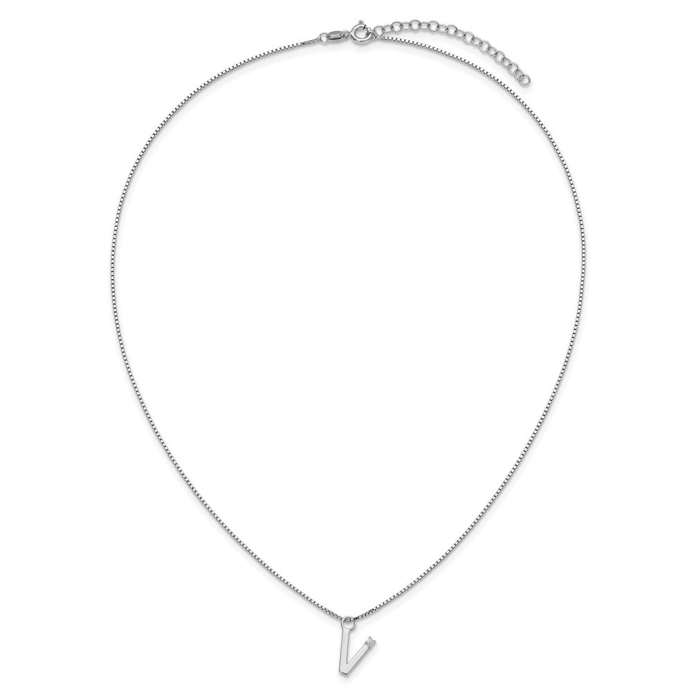 White Ice Sterling Silver Rhodium-plated 18 inch Diamond Letter V Initial Necklace plus 2 inch Extender 18 Inches