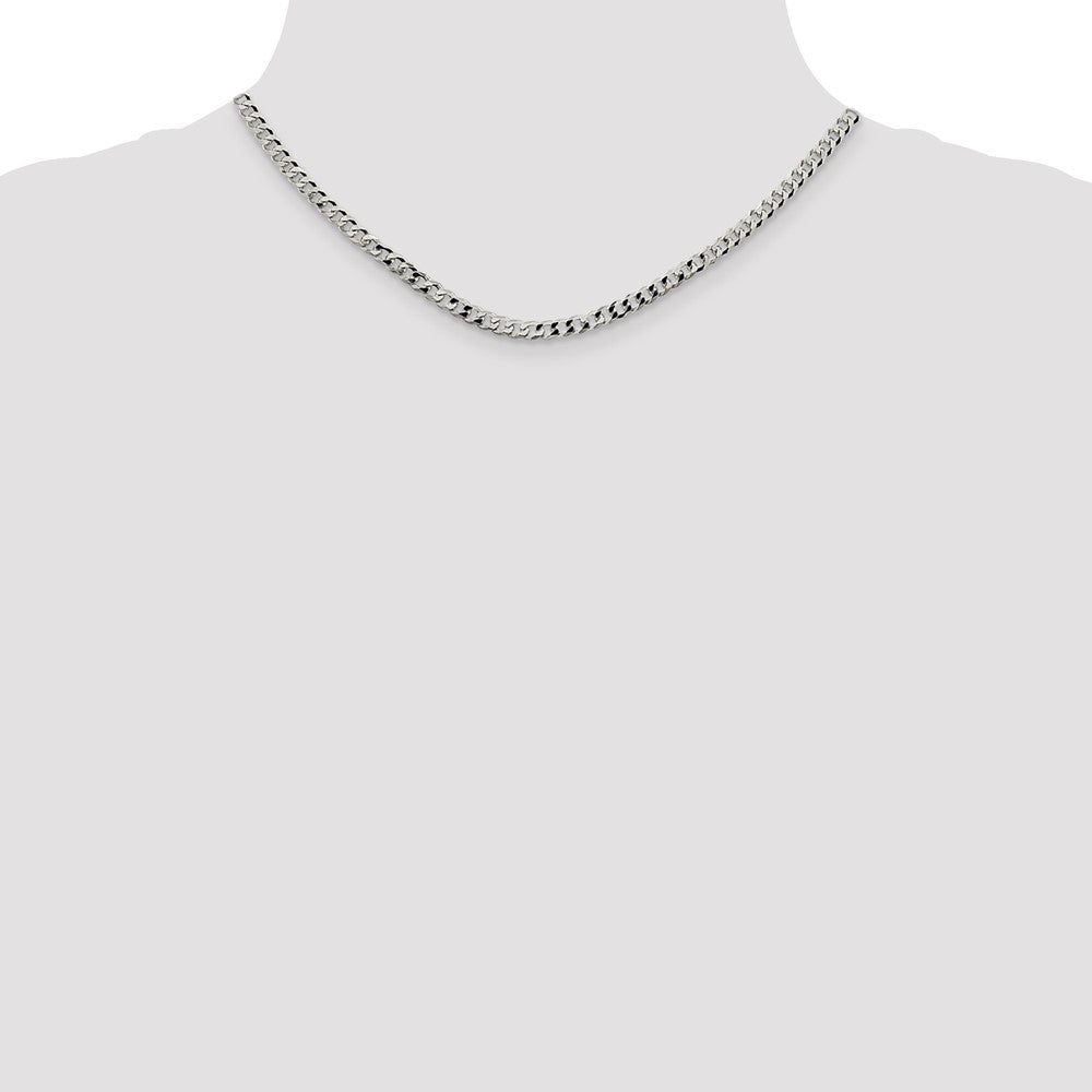 Sterling Silver 4mm Beveled Curb Chain 16 Inches