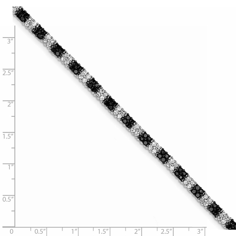 Sterling Silver Rhodium-plated 7in Black/White CZ Tennis Bracelet 7 inches