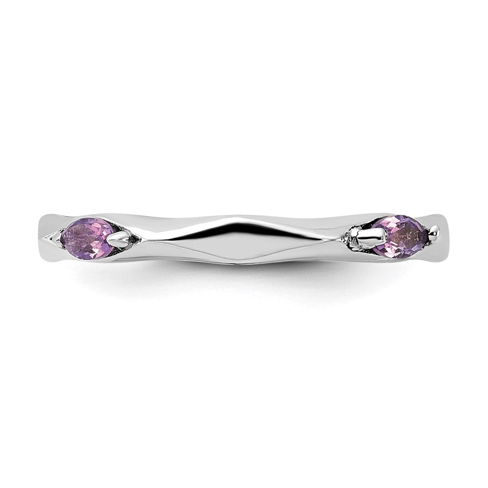 Sterling Silver Stackable Expressions Rhodium-plated Amethyst Ring Size -8
