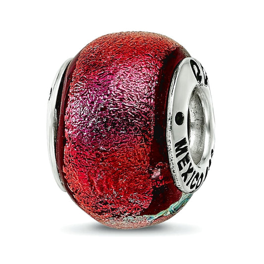 Sterling Silver Reflections Orange Dichroic Glass Bead