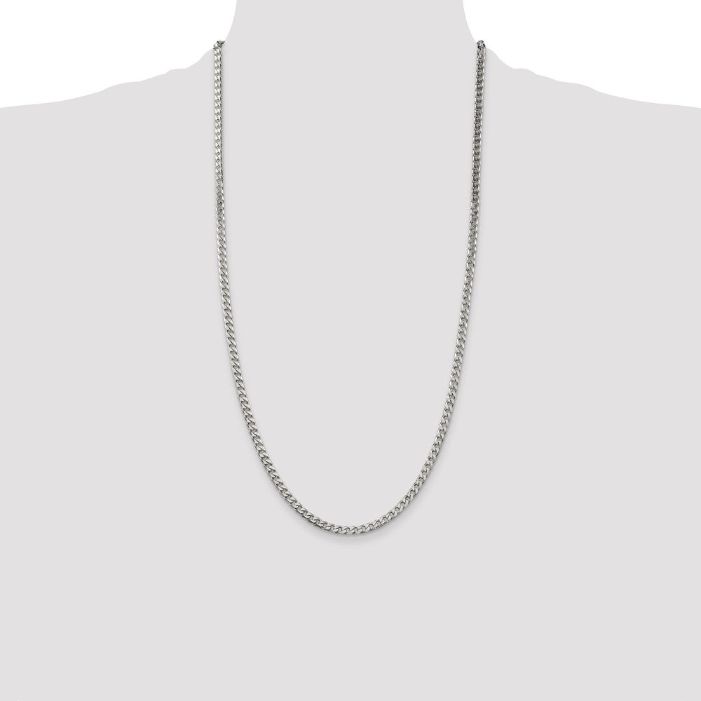 Sterling Silver Polished 3.5mm Curb Chain 28 Inches