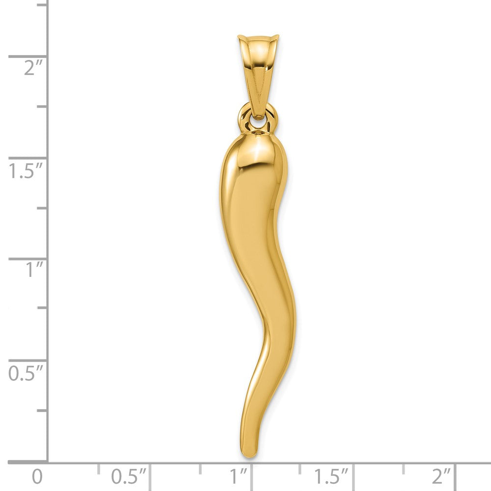 10K 40mm Hollow Italian Horn Pendant with Bigger Bail