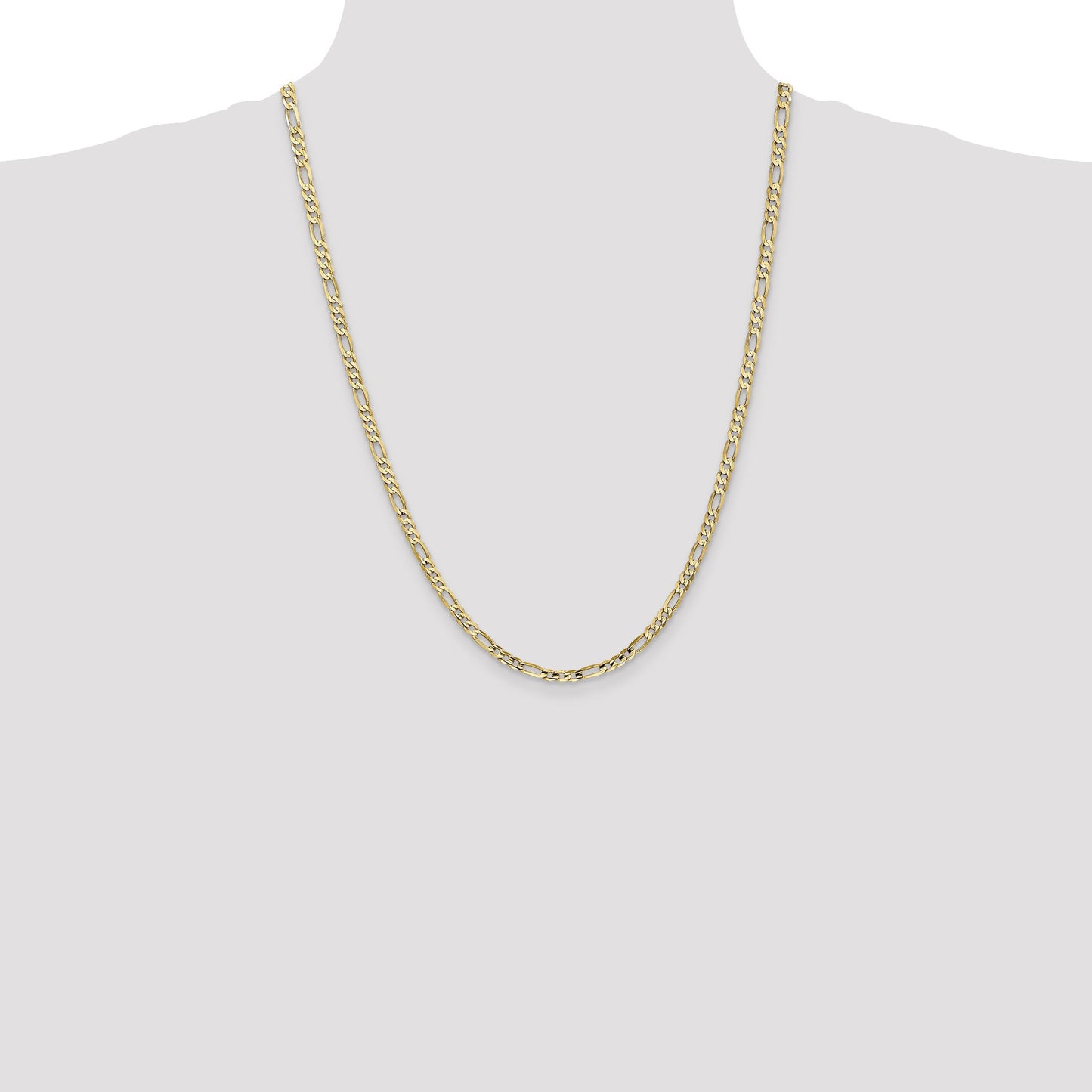 14K 24 inch 4mm Concave Open Figaro with Lobster Clasp Chain