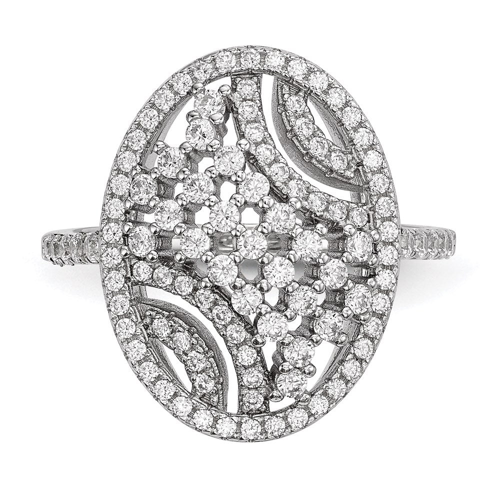Sterling Silver Rhodium-plated CZ Ring
