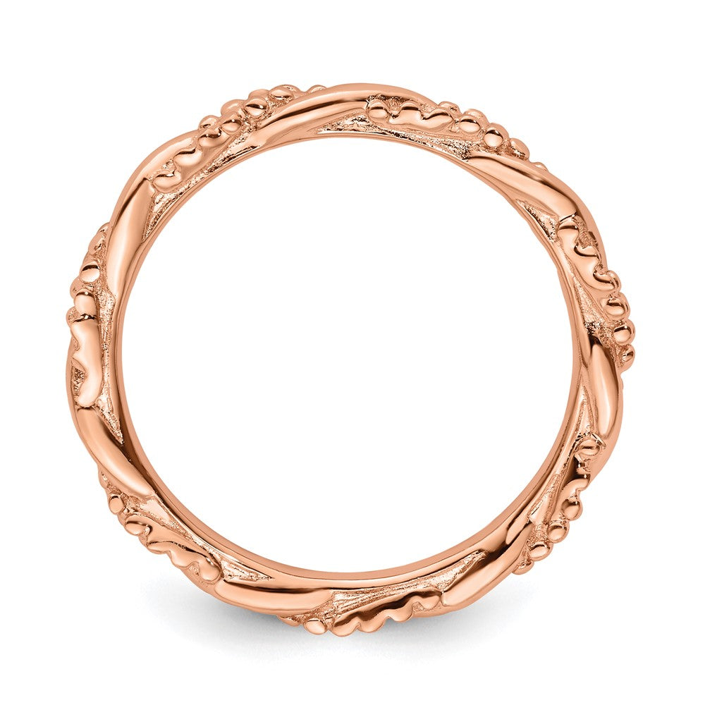 Sterling Silver Stackable Expressions Pink-plated Twist Ring Size -5