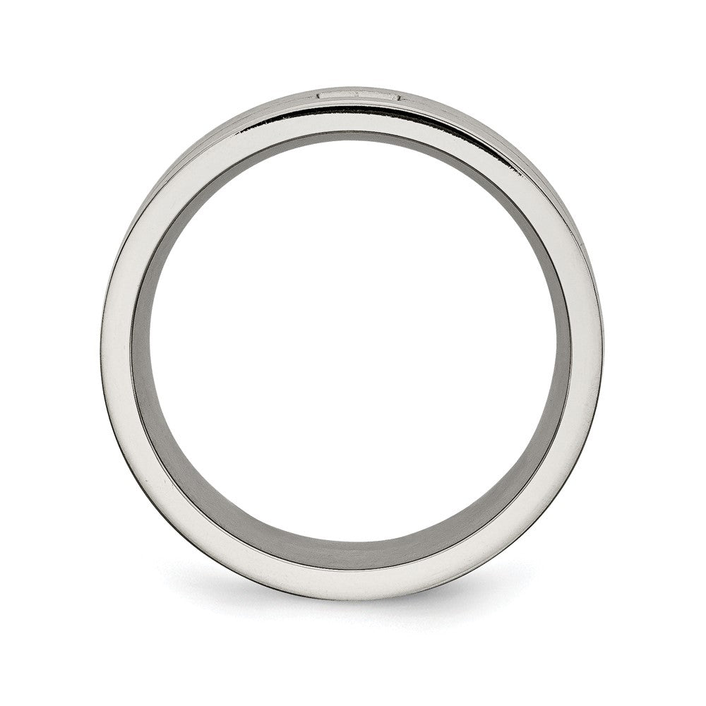 Stainless Steel Brushed w/CZ 10mm Flat Band Size - 10