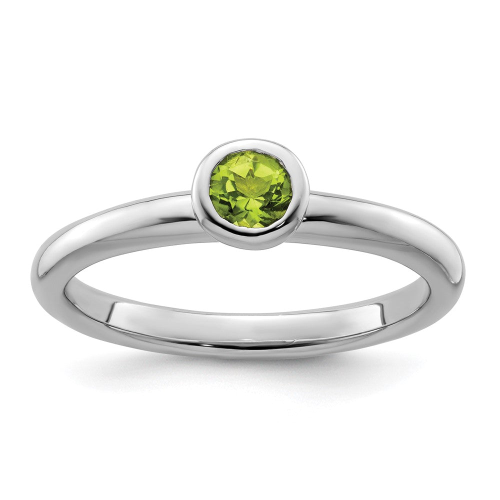 Sterling Silver Stackable Expressions Low 4mm Round Peridot Ring Size -7
