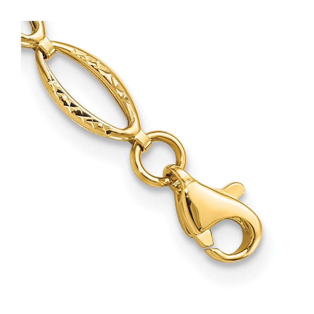 14K Polished and D/C Bracelet 7  inches