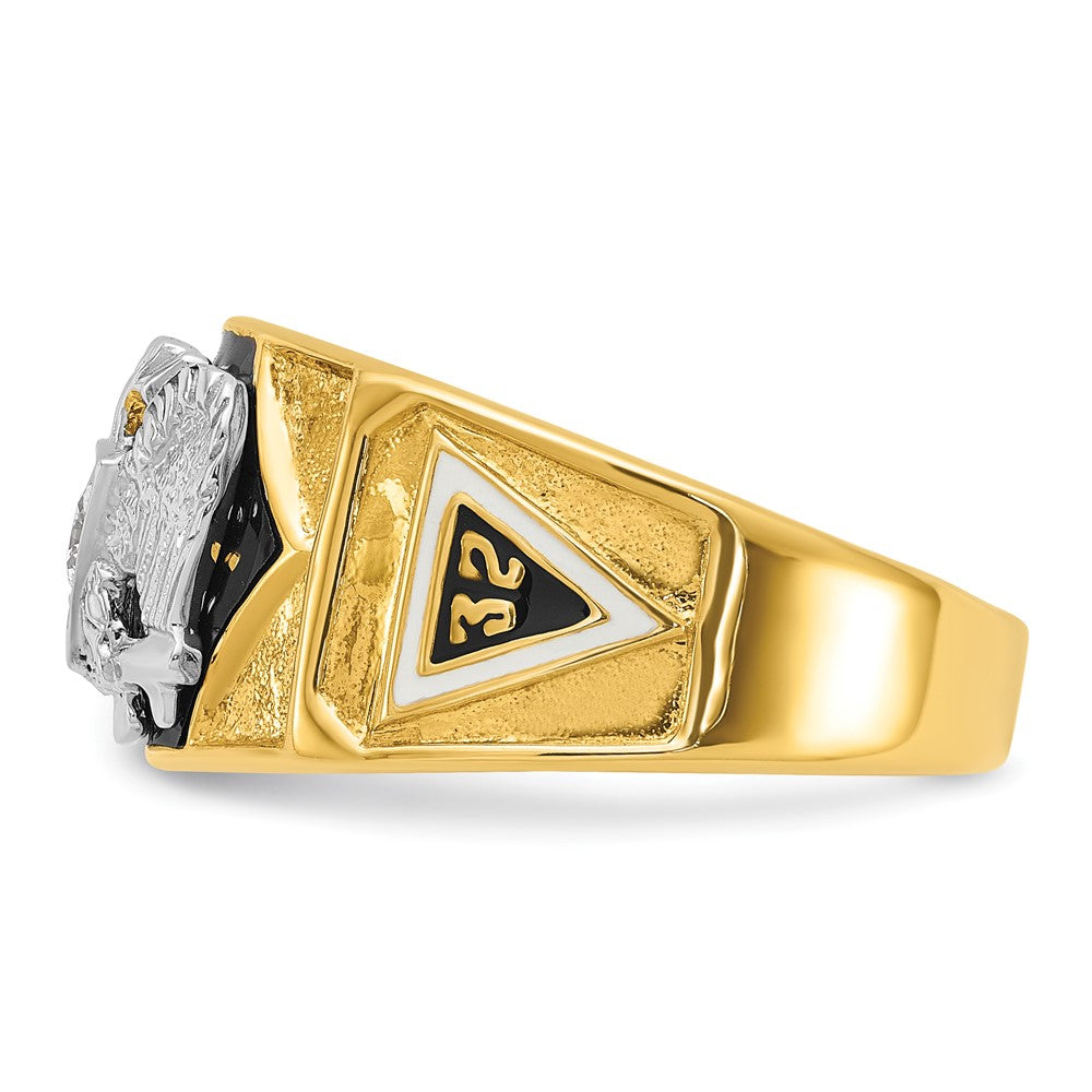 IBGoodman 14k Two-tone Men's Polished and Textured 32nd Degree Scottish Rite Masonic Ring Mounting