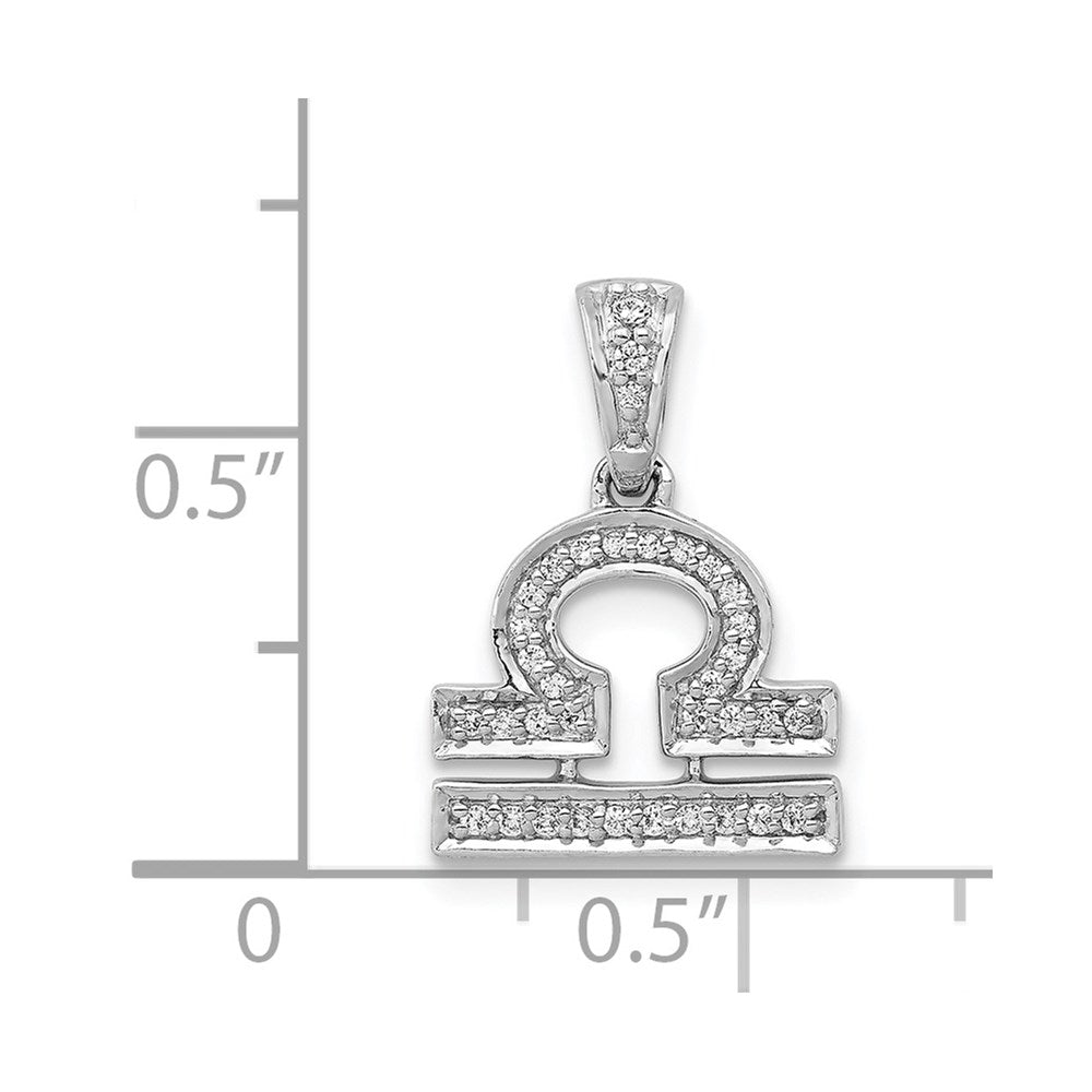14k White Gold Diamond Libra Zodiac Pendant
