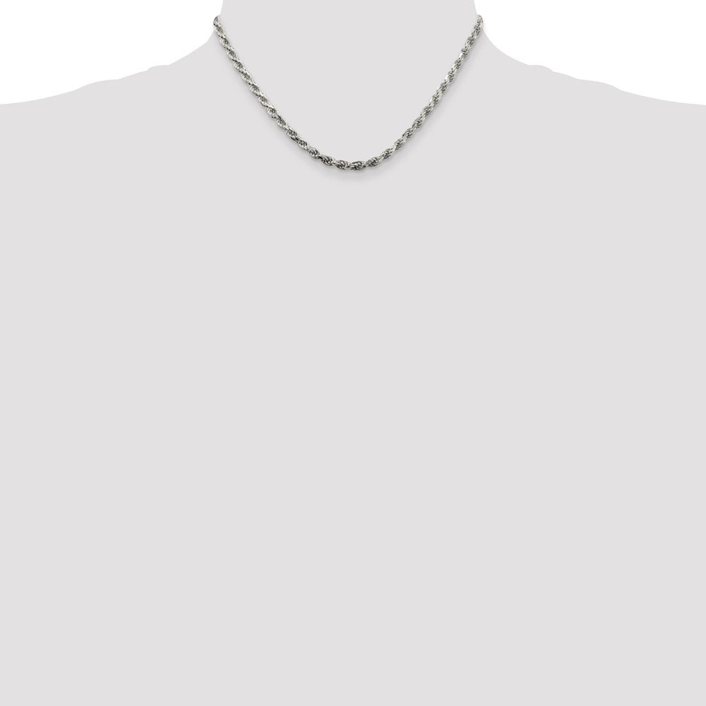 Sterling Silver 3.75mm Diamond-cut Rope Chain 16 Inches