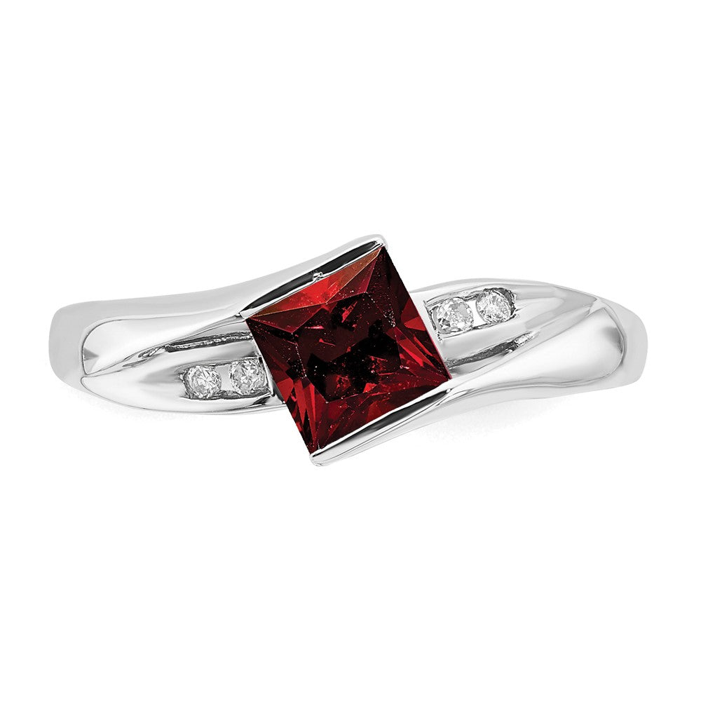 Sterling Silver ANC Garnet & Diamond Ring