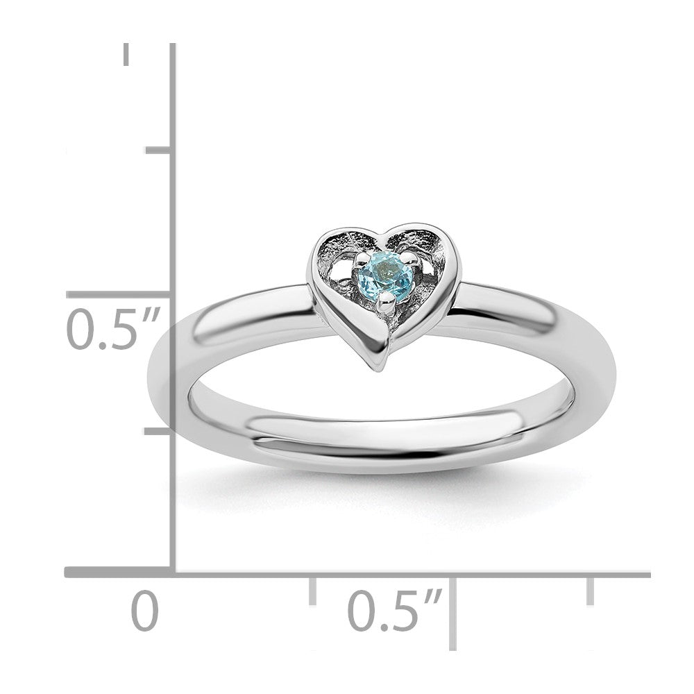 Sterling Silver Stackable Expressions Blue Topaz Heart Ring Size -6
