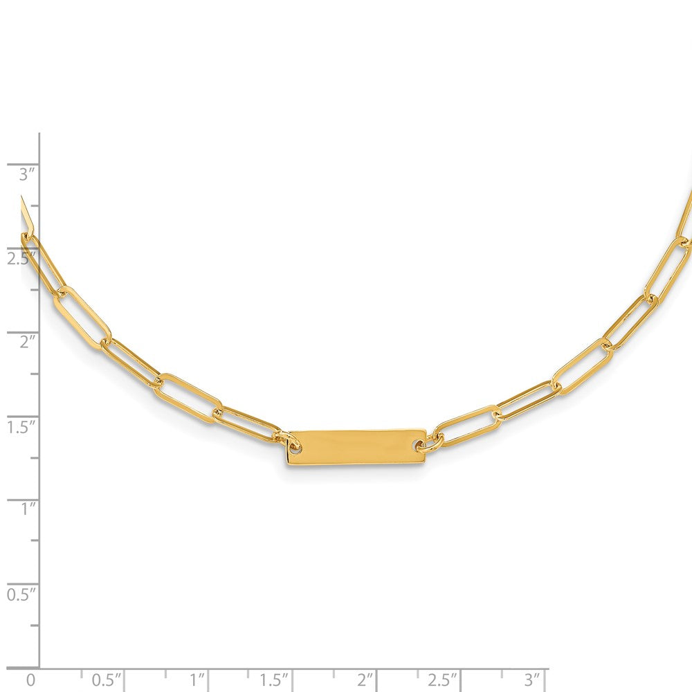 Sterling Silver Gold-plated Polished Bar Necklace w/ 2in ext. Necklace 17 Inches