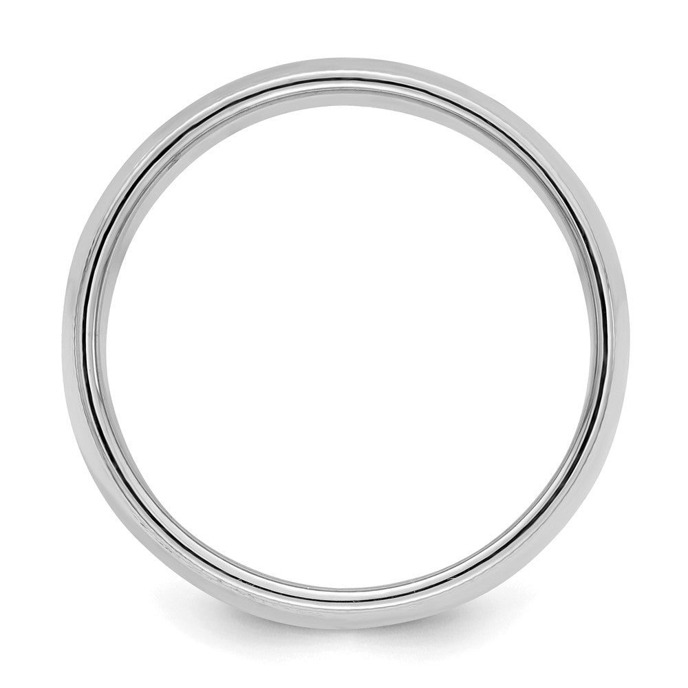 Sterling Silver Rhodium-plated 8mm Half Round Milgrain Size 6 Band