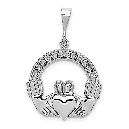 14k White Gold Claddagh Pendant