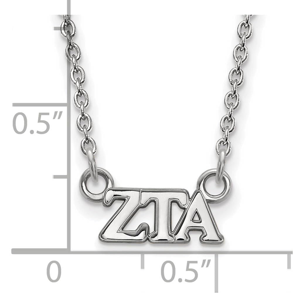 Sterling Silver 18in Official Licensed Greek Sororities Zeta Tau Alpha (ZTA) XS Pendant w/ Necklace