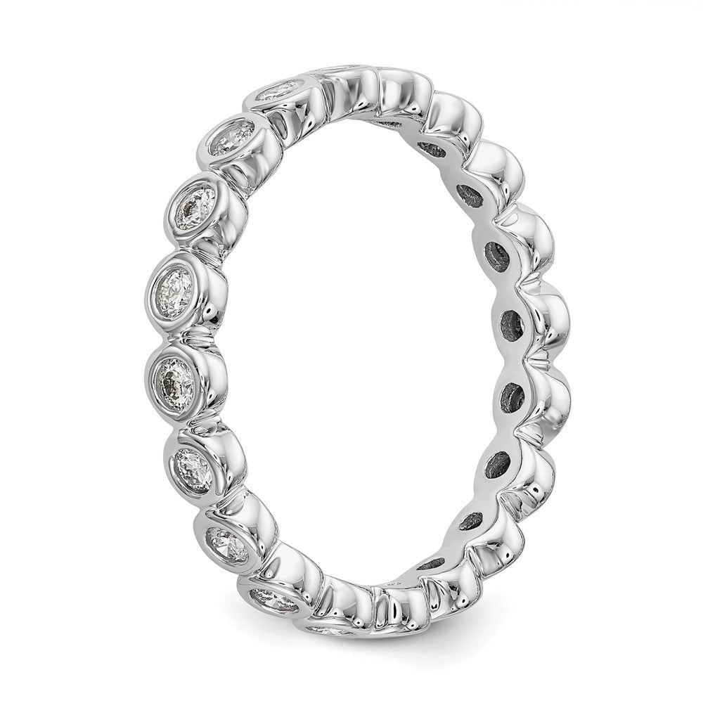 14k White Gold Polished Size 7 Bezel-set 1/2 carat Diamond Complete Eternity Band