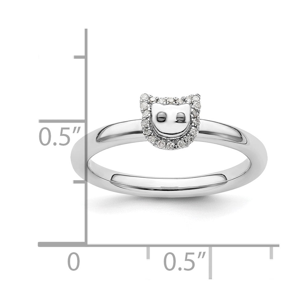 Sterling Silver Stackable Expressions Cat Diamond Ring Size -6