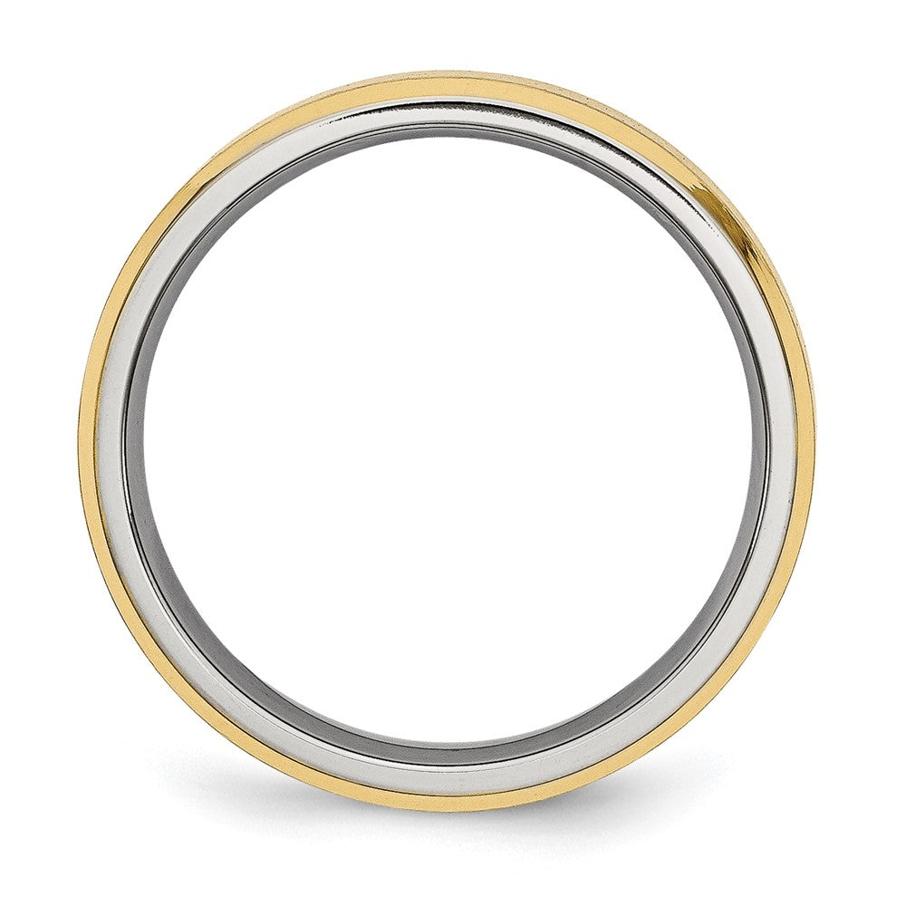 Titanium Brushed Yellow IP-plated 5mm Beveled Edge Band Size - 11.5