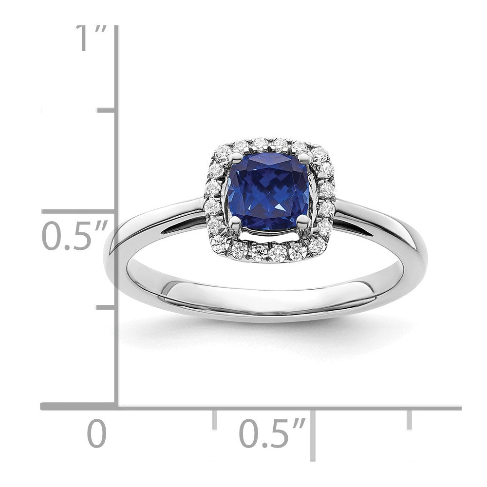 SS ANT Created Blue Sapphire and Diamond Ring