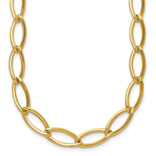 14K Polished Fancy Oval Link Necklace