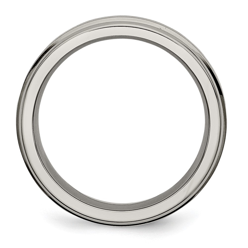 Titanium Satin and Polished 6mm Grooved Edge Band Size - 14