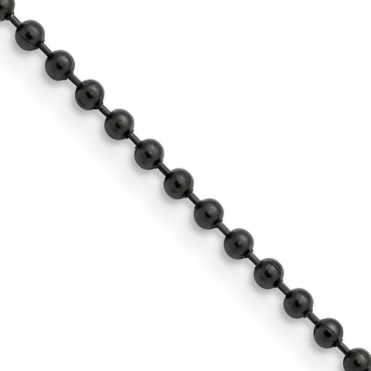Stainless Steel Polished Black IP-plated 2.4mm 18in Ball Chain