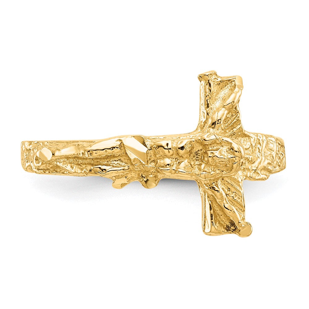 14K Diamond-cut Crucifix Ring Size 7