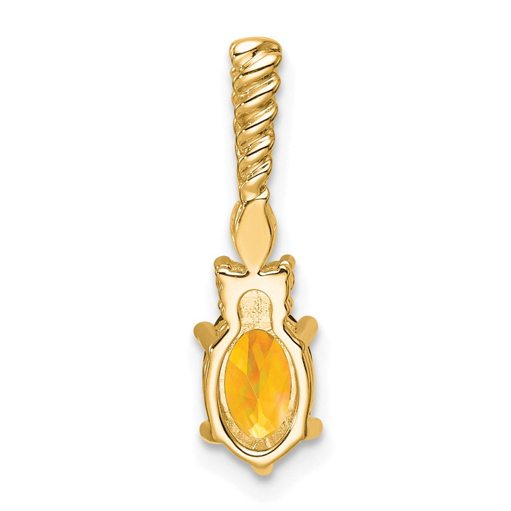 14K Polished Diamond and Citrine Twisted Chain Slide