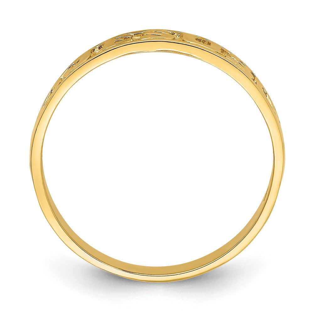 14K Gold Polished Jesus w/Hearts Ring Size 7