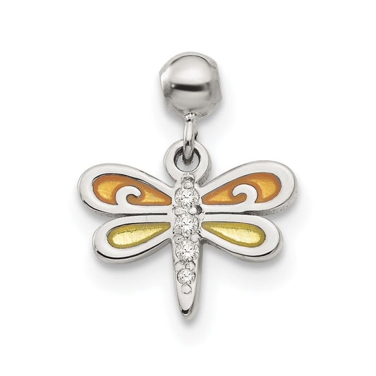 Mio Memento Sterling Silver Enamel CZ Dangle Dragonfly Charm